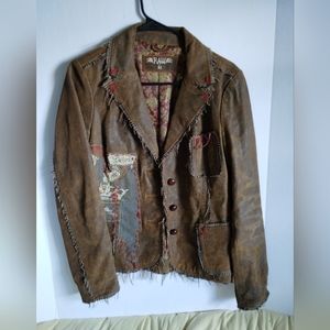 Raw 7 distressed leather jacket medium